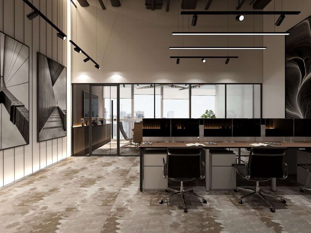 open office layout Singapore renovation workspace design